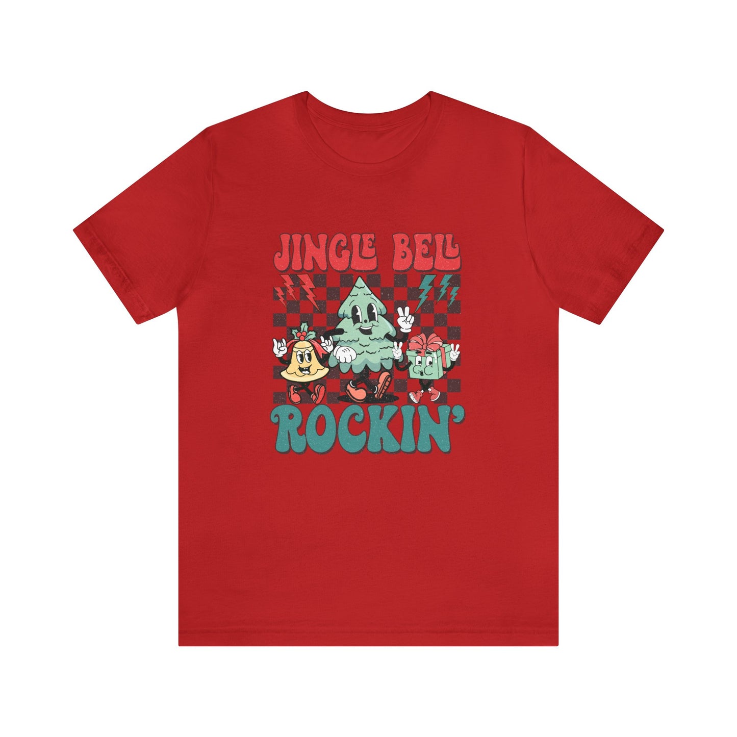 Retro Checkered Jingle Bell Rockin' Short Sleeve Tee