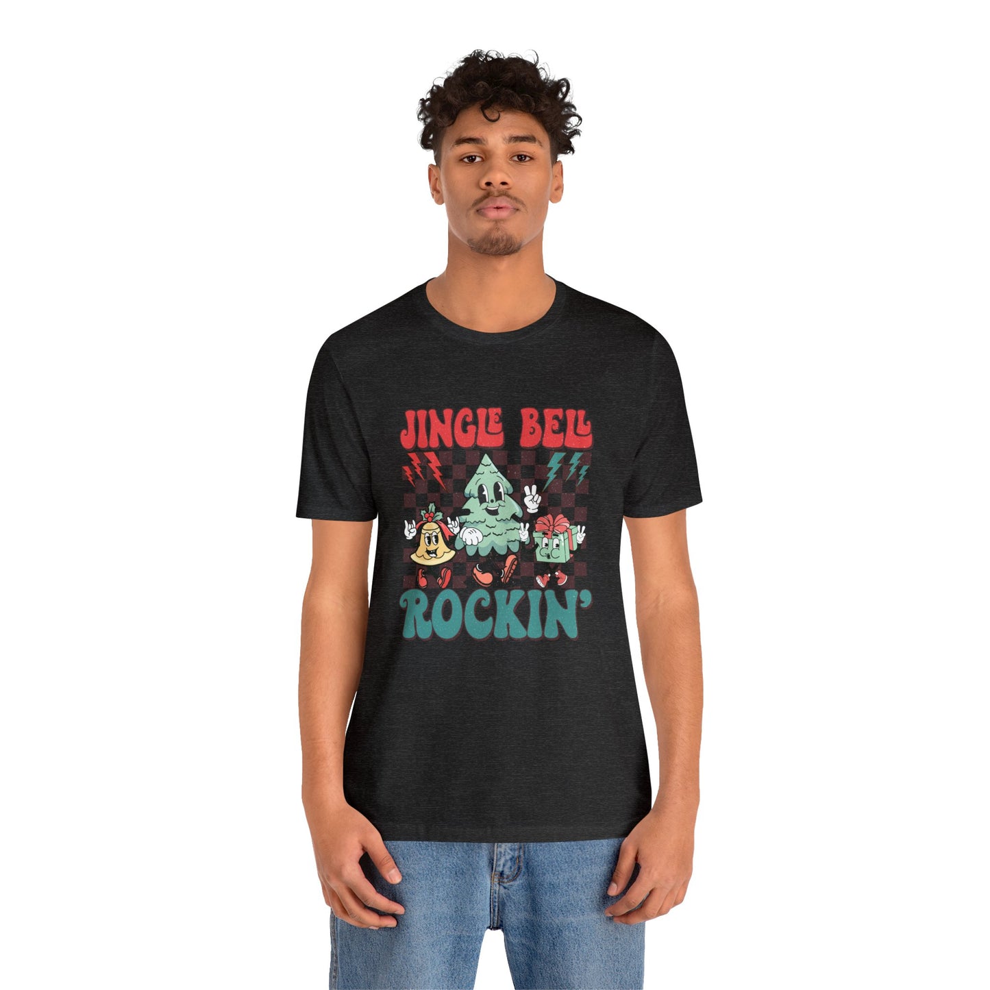 Retro Checkered Jingle Bell Rockin' Short Sleeve Tee