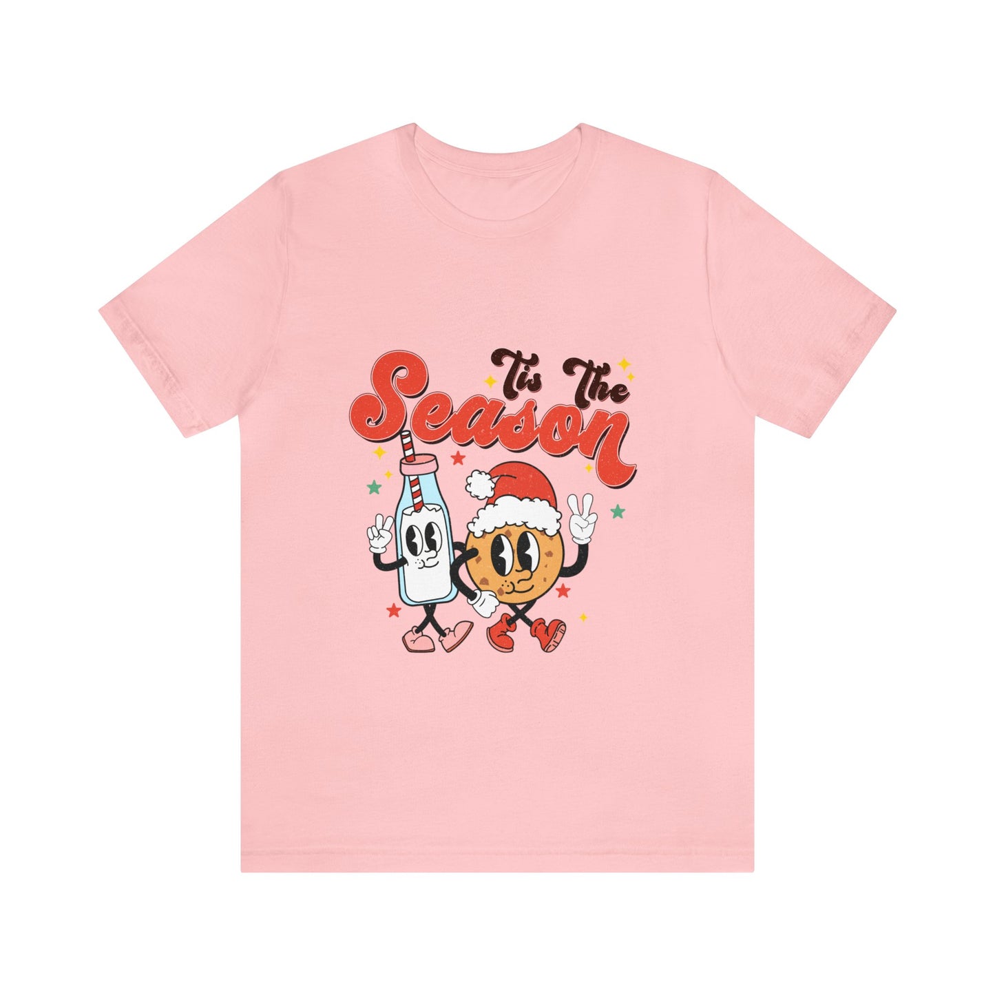 Retro Christmas Tis The Season Milk and Cookie Short Sleeve Tee