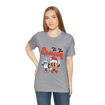 Retro Christmas Tis The Season Milk and Cookie Short Sleeve Tee