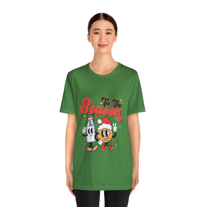 Retro Christmas Tis The Season Milk and Cookie Short Sleeve Tee