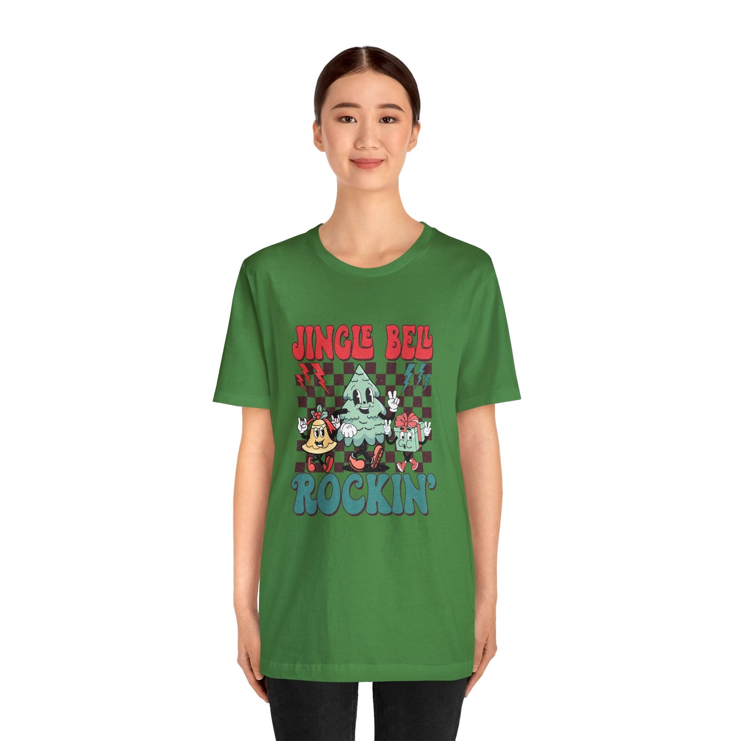 Retro Checkered Jingle Bell Rockin' Short Sleeve Tee