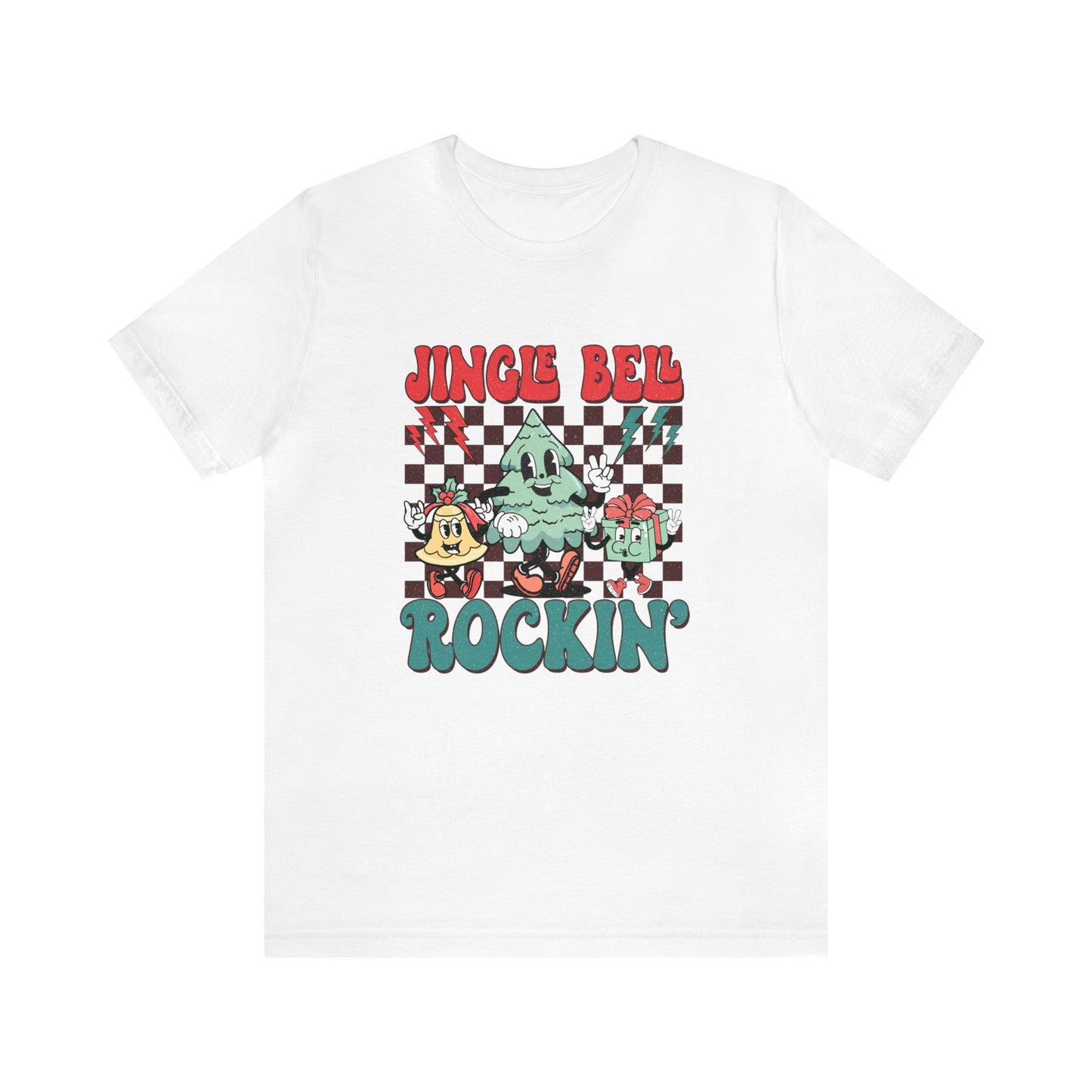 Retro Checkered Jingle Bell Rockin' Short Sleeve Tee