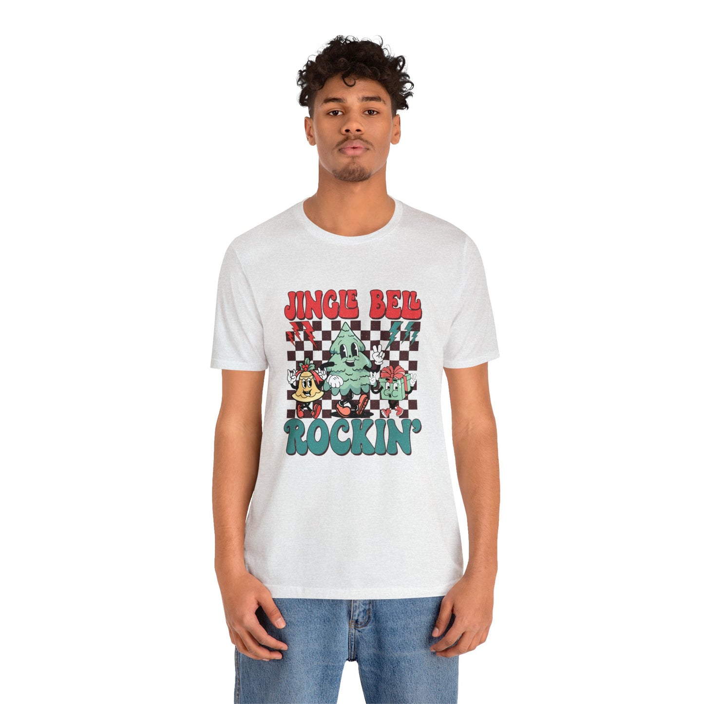 Retro Checkered Jingle Bell Rockin' Short Sleeve Tee