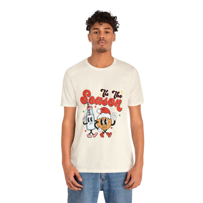 Retro Christmas Tis The Season Milk and Cookie Short Sleeve Tee