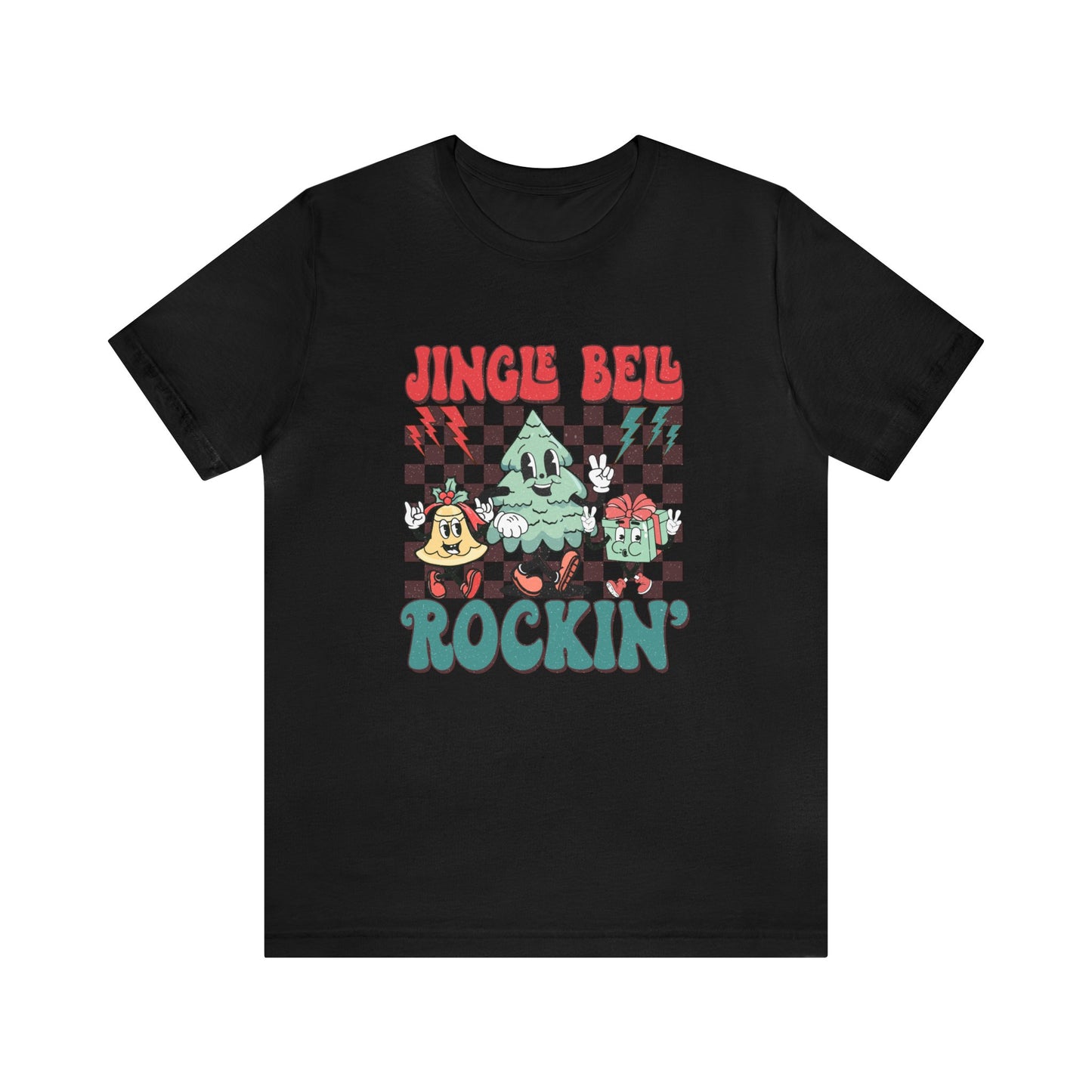 Retro Checkered Jingle Bell Rockin' Short Sleeve Tee