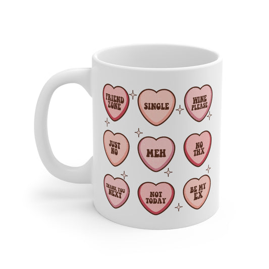 Pink Valentine's Day Candy Hearts Ceramic Mug