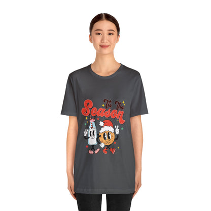 Retro Christmas Tis The Season Milk and Cookie Short Sleeve Tee