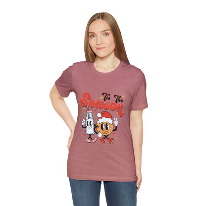 Retro Christmas Tis The Season Milk and Cookie Short Sleeve Tee