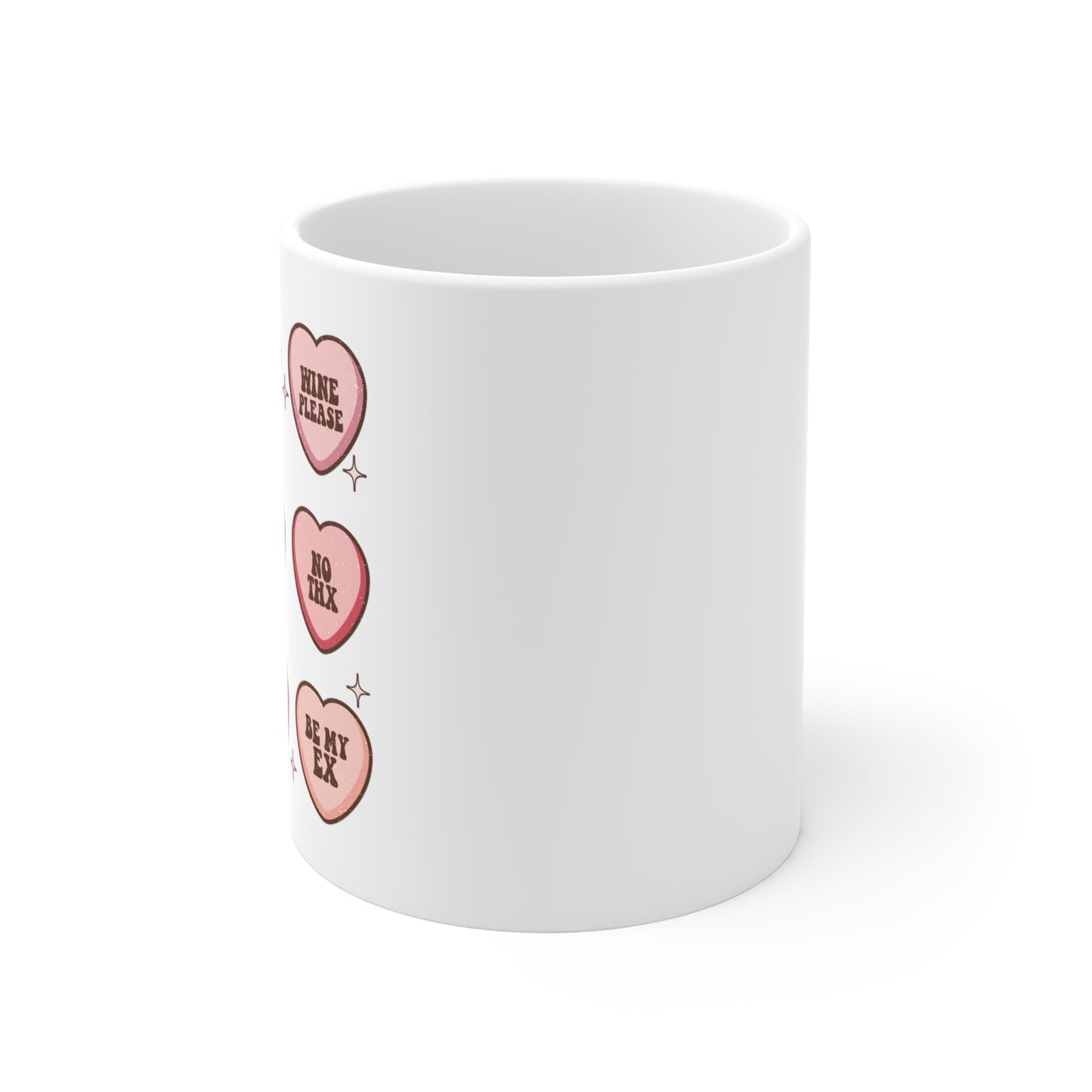 Pink Valentine's Day Candy Hearts Ceramic Mug