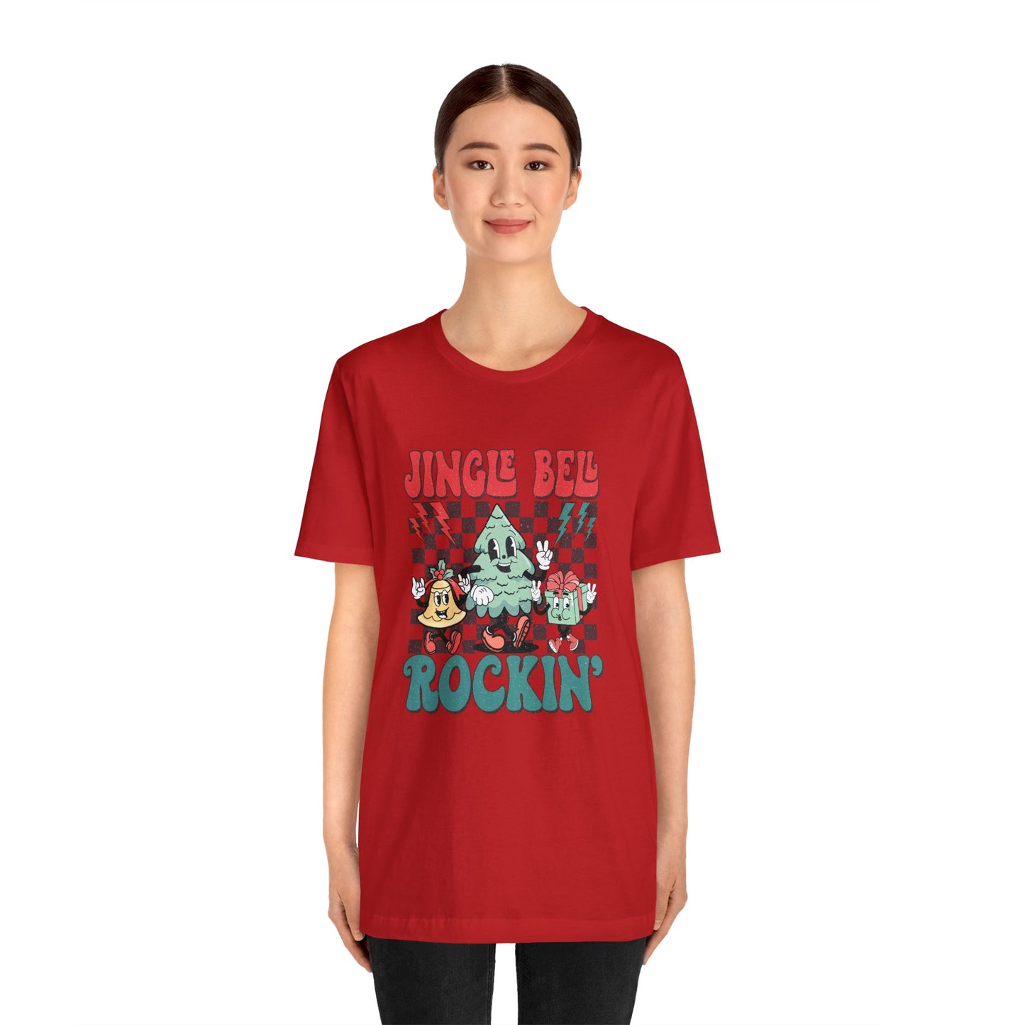 Retro Checkered Jingle Bell Rockin' Short Sleeve Tee