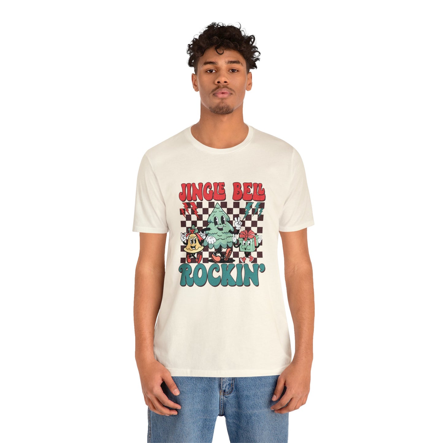 Retro Checkered Jingle Bell Rockin' Short Sleeve Tee