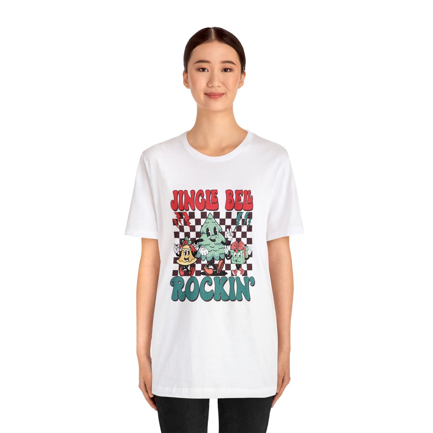 Retro Checkered Jingle Bell Rockin' Short Sleeve Tee