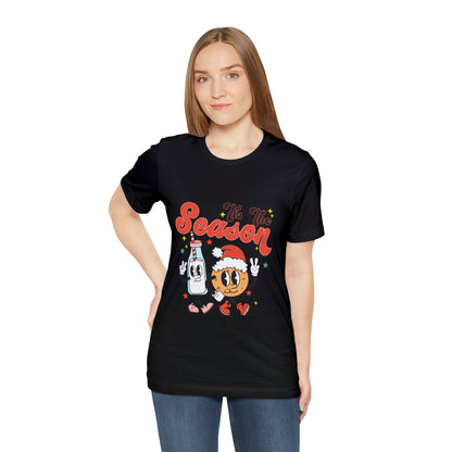 Retro Christmas Tis The Season Milk and Cookie Short Sleeve Tee