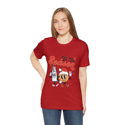 Retro Christmas Tis The Season Milk and Cookie Short Sleeve Tee