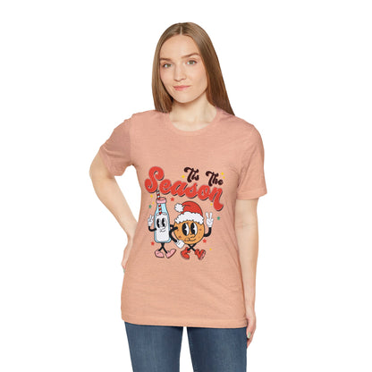 Retro Christmas Tis The Season Milk and Cookie Short Sleeve Tee