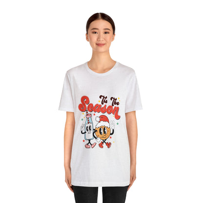 Retro Christmas Tis The Season Milk and Cookie Short Sleeve Tee