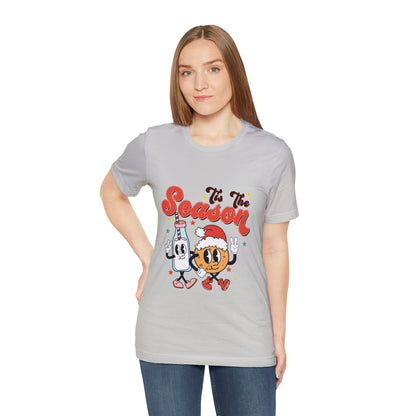 Retro Christmas Tis The Season Milk and Cookie Short Sleeve Tee